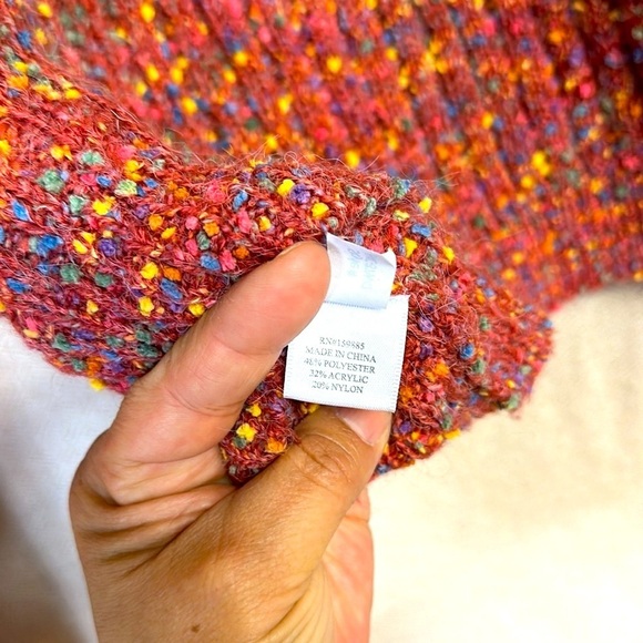 Hello Night pink sweater high neckline, quarter zipper small confetti type print - Picture 6 of 7